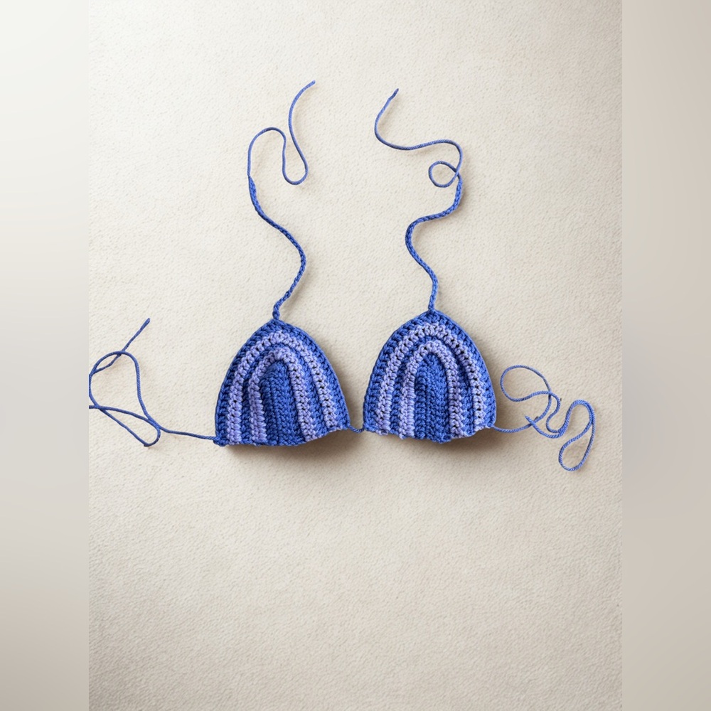 Blue Crochet Bikini Top